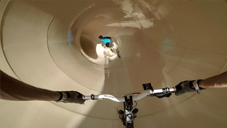 Mountain Biking Down a Waterslide