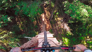 Watch Jordie Lunn’s vertical drop-in down a tree!